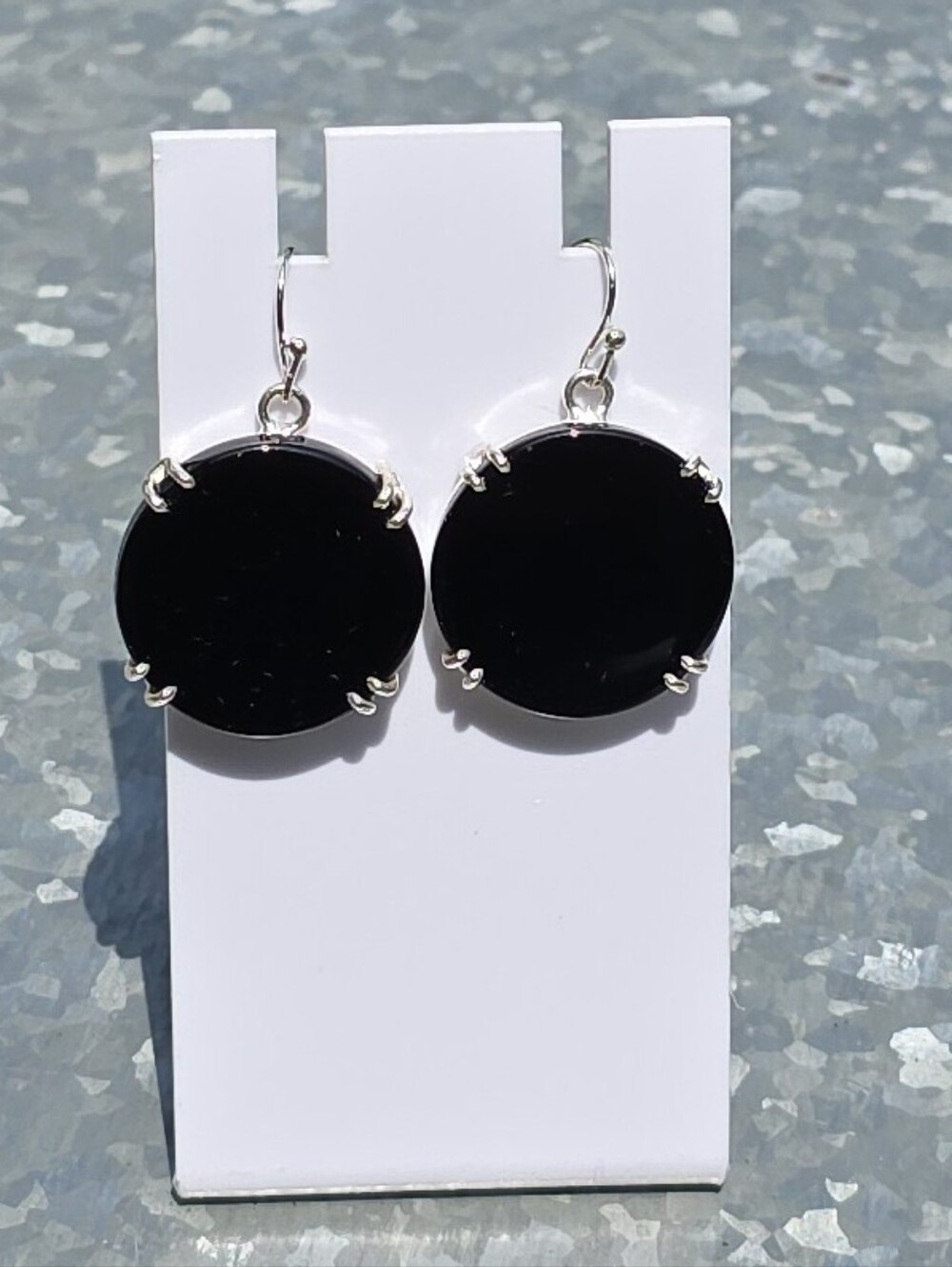 Black Onyx Earrings In Modern 925 Sterling Setting (1.5")